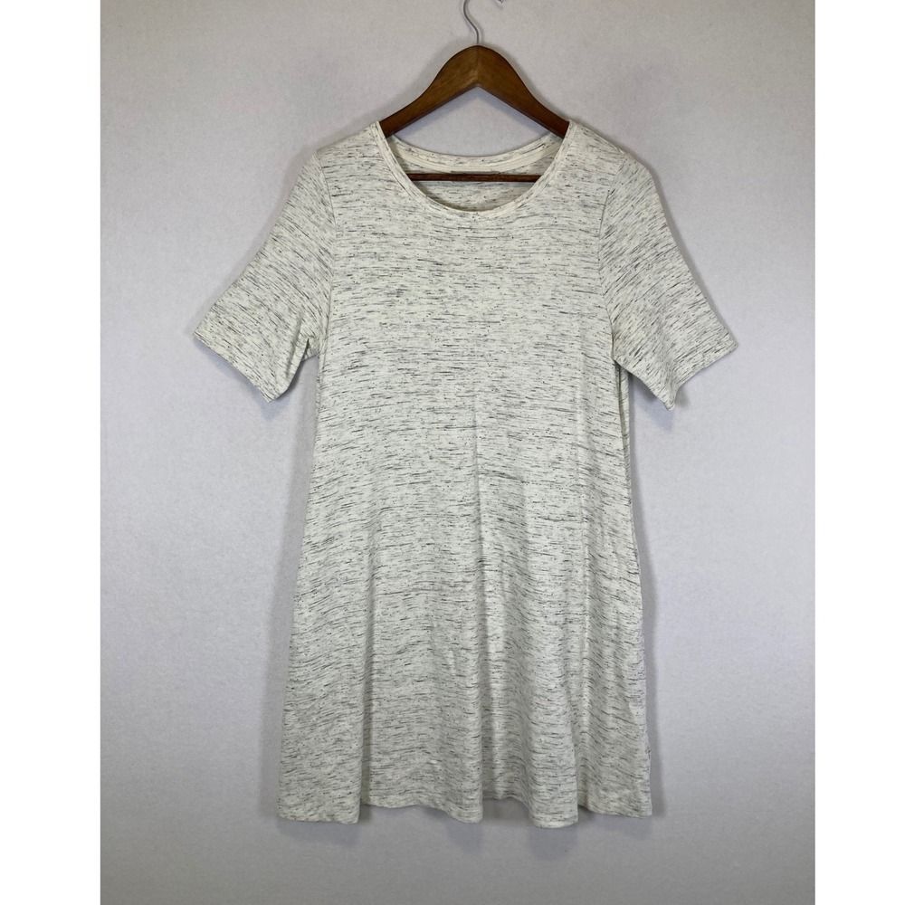 Casual Minimalist Dalia Women Large White Gray Space Dye Pocket T-Shirt‎ Dress